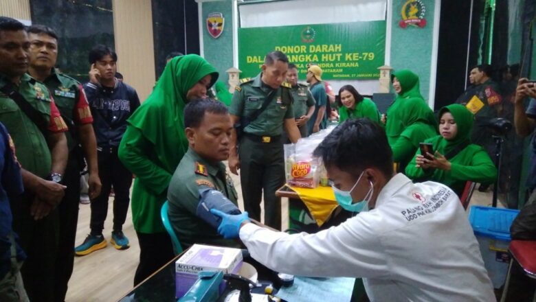 Bhakti Sosial Donor Darah Warnai HUT Korem 162/WB dan Persit