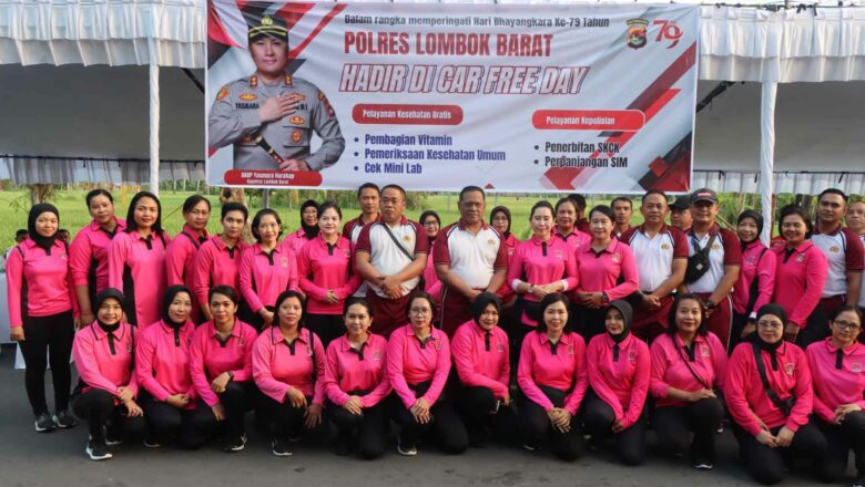 Polres Lombok Barat Rayakan Hari Bhayangkara Lewat CFD Bersama Warga Gerung