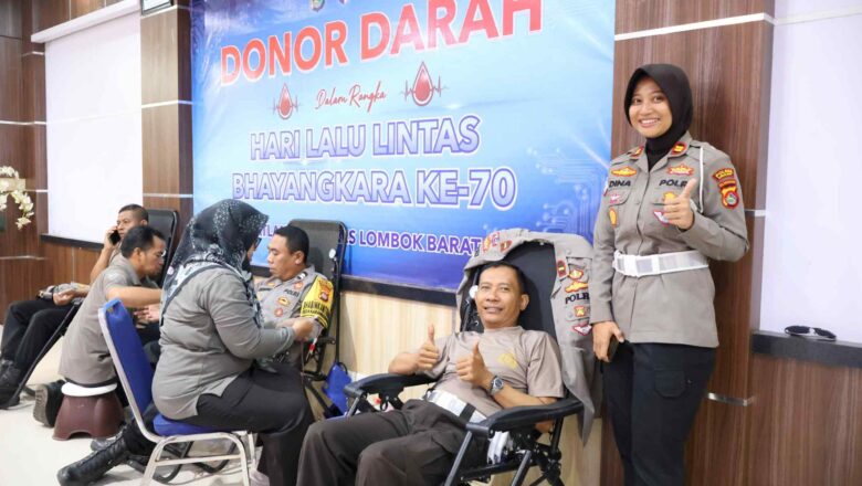 Hari Lalu Lintas Bhayangkara ke-70, Polres Lombok Barat Donorkan 54 Kantong Darah