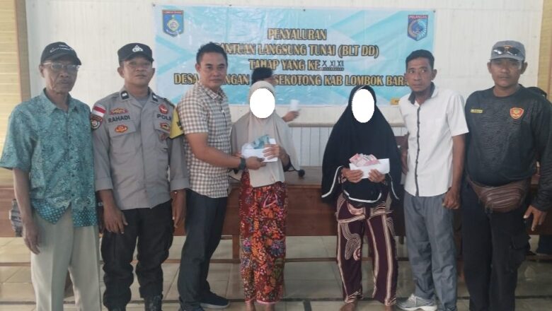 Amankan BLT DD Pelangan, Polisi Sekotong Ajak Warga Jaga Kamtibmas